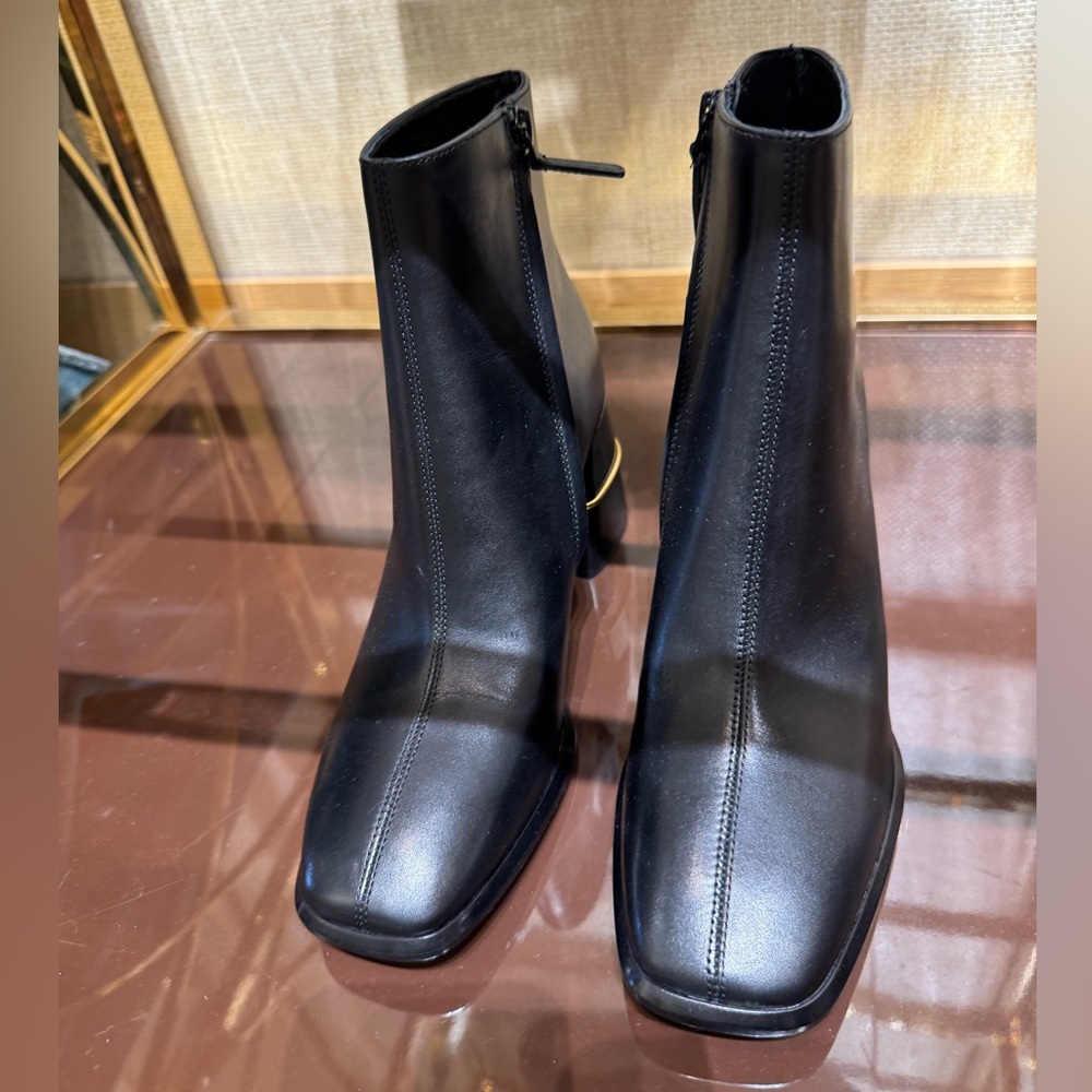 TORY BURCH LEATHER ANKLE 75MM CALF LEATHER HEEL BOOT